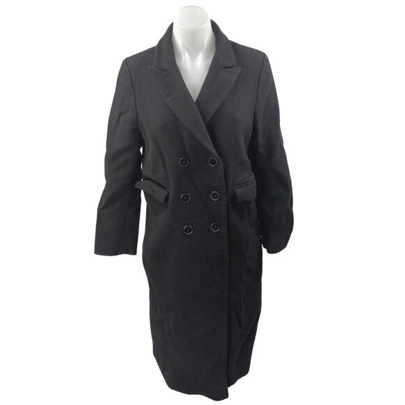 Sandro Womens Black Double Breasted Collar Long Sleeve Trench Overcoat Jacket 8 - Picture 1 of 5